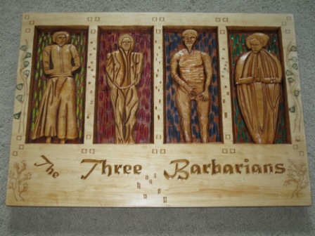 Three Barbarians Carving